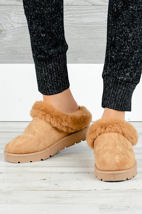 Fuzzy Faux Suede Slipper