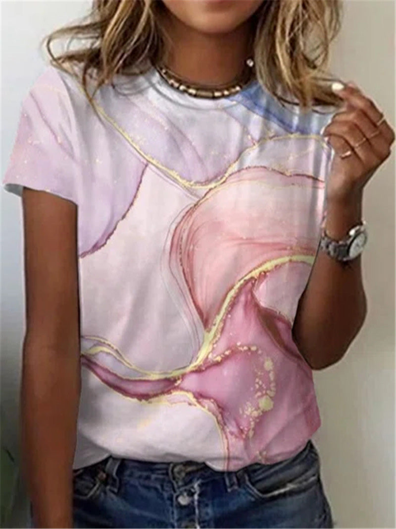 Women's T-Shirts Printed Short Sleeve Crewneck T-Shirt