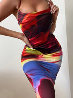 Women's Dresses Tie-Dye Print Sling Bodycon Dress