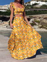 Women's Sets Boho Print Crop Top & Skirt Two Piece Set