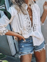 Women's Blouses Casual Lace Mid Sleeve Blouse