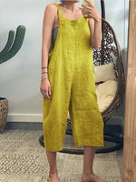 Women's Jumpsuits Solid Casual Cropped Sleeveless Jumpsuit
