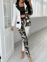 Women's Sets Fashion Printed Blazers & Trousers Two-Piece Suit