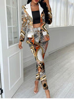 Women's Sets Fashion Printed Blazers & Trousers Two-Piece Suit