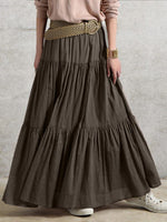 Women's Skirts Solid Vintage Pleated Casual Skirt