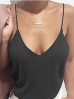 Women's Tank Tops Solid V-Neck Suspenders Casual Tank Top