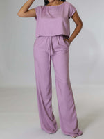 Women's Sets Short Sleeve T-Shirt & Wide Leg Pants Two Piece Set