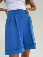 Women's Shorts Solid Zip Pocket Straight Shorts
