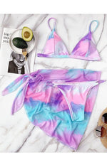 Gradient Bikini Set With Cover Up