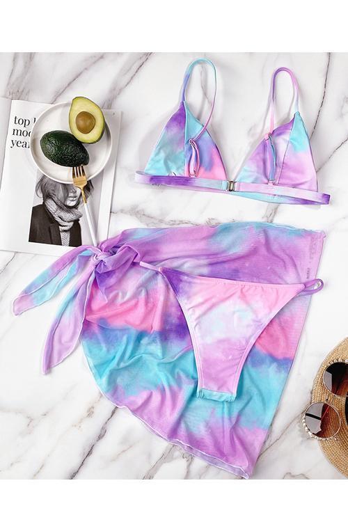 Gradient Bikini Set With Cover Up