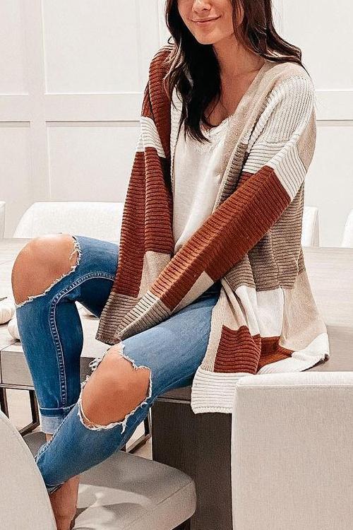 Geometry Color Block Cardigan