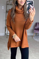 Cowl Neck Slit Sweater