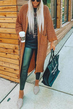 Pockets Side Slit Long Cardigan