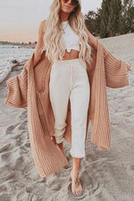 Pockets Side Slit Long Cardigan