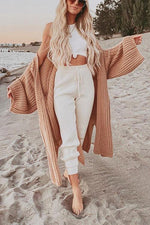 Pockets Side Slit Long Cardigan