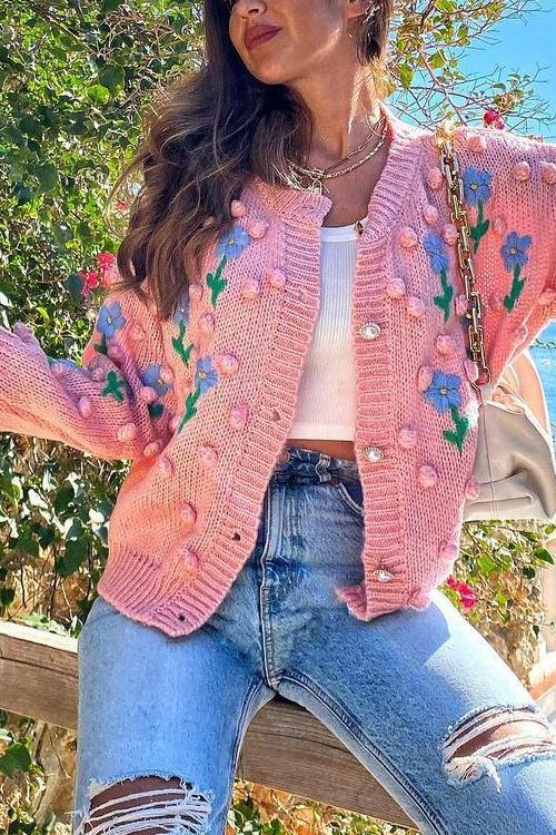 Floral Pearl Button Cardigan