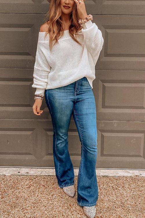 Off Shoulder Puff Sleeve Sweater