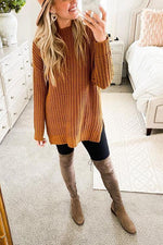 O Neck Slit Sweater