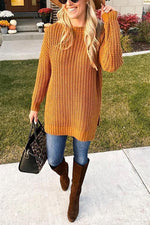 O Neck Slit Sweater