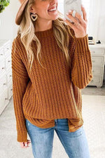 O Neck Slit Sweater