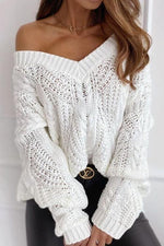 Hollow V Neck Loose Sweater