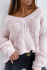 Hollow V Neck Loose Sweater