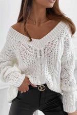 Hollow V Neck Loose Sweater