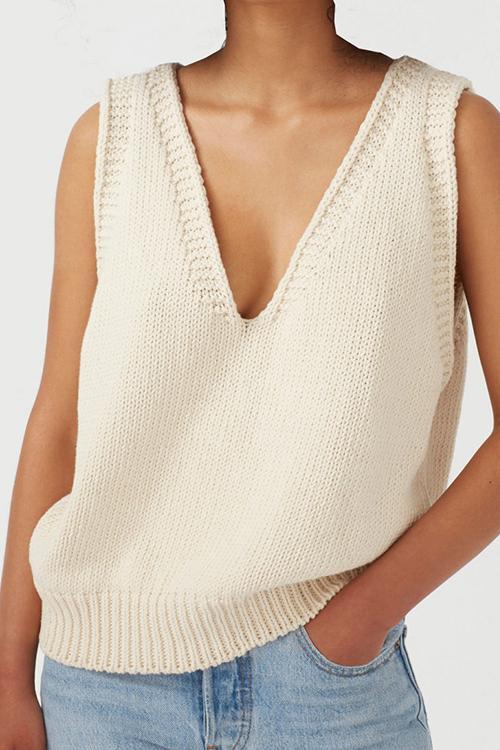 Deep V Neck Loose Sweater Vest