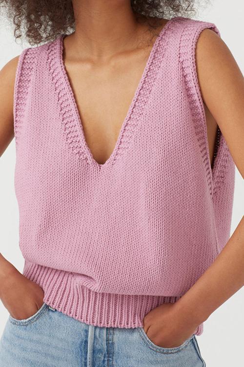 Deep V Neck Loose Sweater Vest