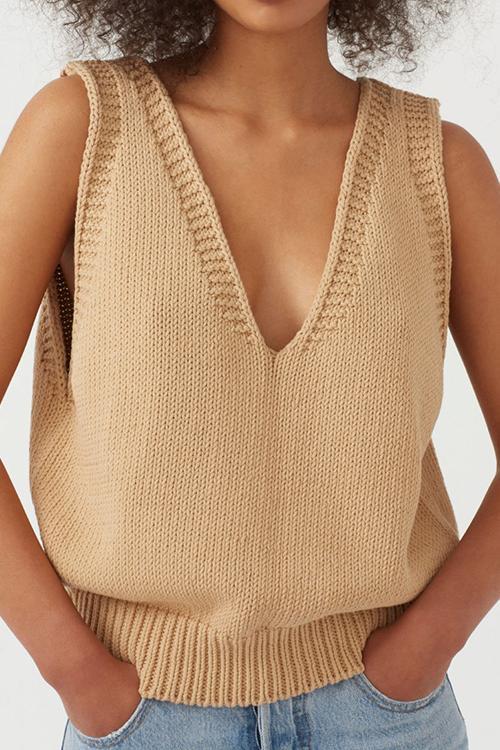 Deep V Neck Loose Sweater Vest