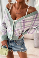 Argyle Button Crop Cardigan