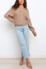 Lapel V Neck Sweater