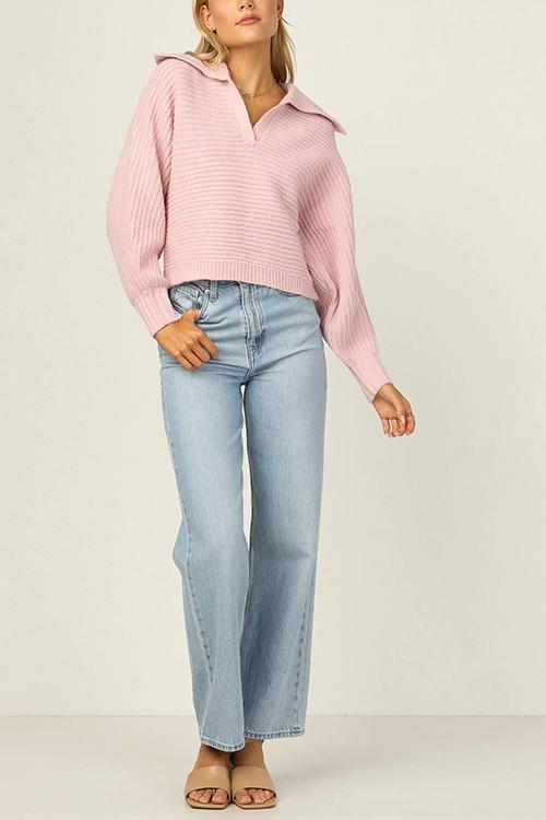 Lapel V Neck Sweater