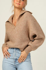 Lapel V Neck Sweater