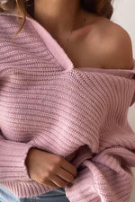 Lapel V Neck Sweater