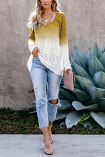 Ombre V Neck Loose Sweater