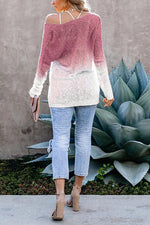 Ombre V Neck Loose Sweater