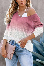 Ombre V Neck Loose Sweater