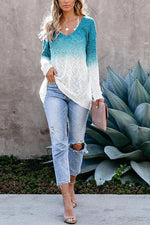 Ombre V Neck Loose Sweater