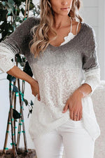 Ombre V Neck Loose Sweater