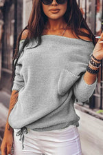 Loose Off-shoulder Pocket Sweater