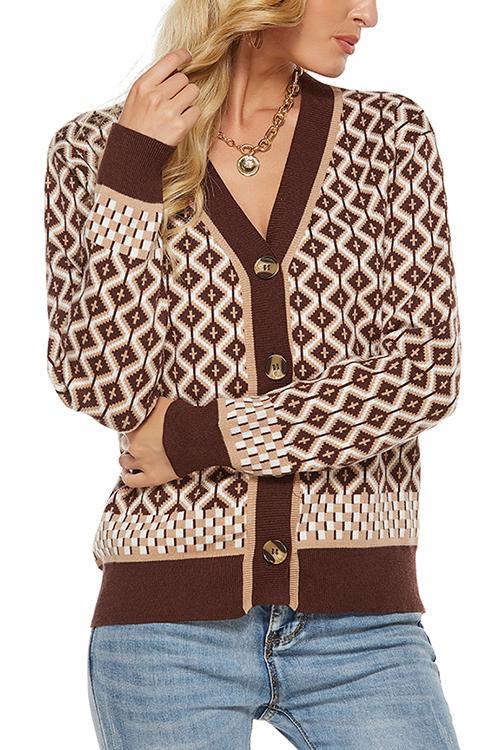 Argyle Button Cardigan