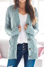 Button Cable Knit Cardigan