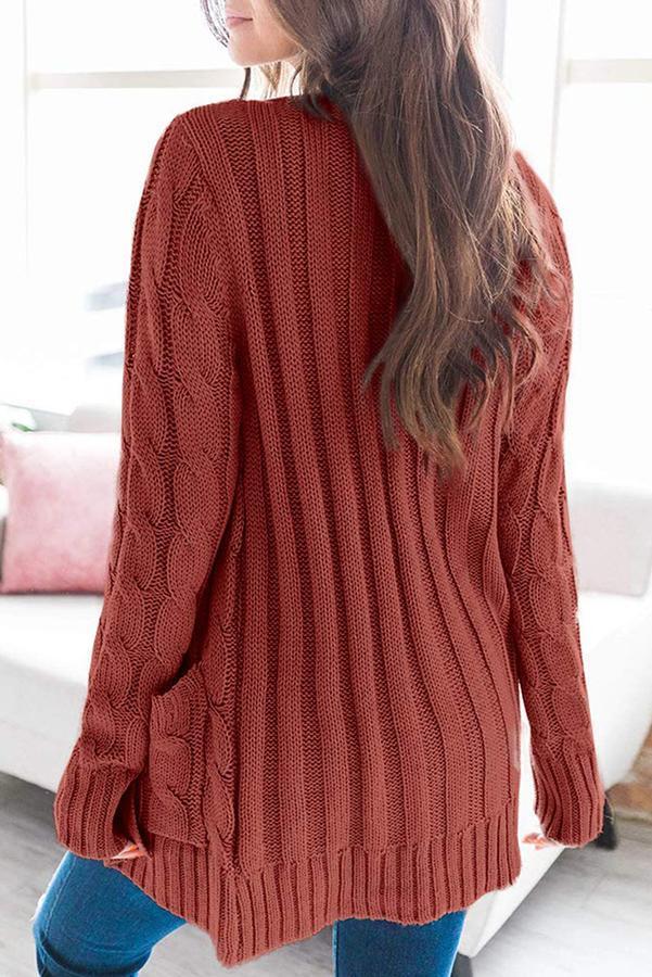 Button Cable Knit Cardigan