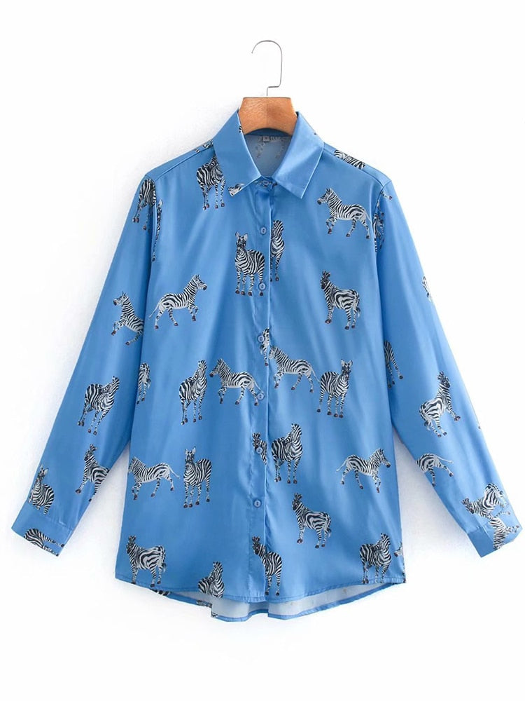 Women's Long Sleeve Printed Vintage Shirt