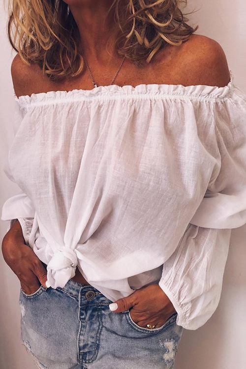 Off Shoulder Long Sleeve Loose Blouse