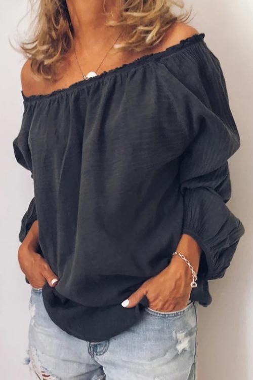 Off Shoulder Long Sleeve Loose Blouse