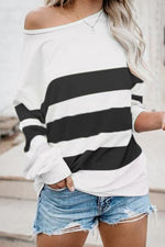 Dew Shoulder Stripe Long Sleeve T Shirt