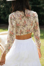 Floral Print Knot Long Sleeve Top