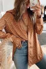 Button Leopard Long Sleeve Shirt